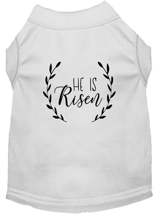 He Is Risen Screen Print Dog Shirt White XS